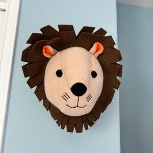 Plush Mounted Lion Head Wall Hanging Art